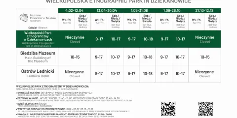 Wielkopolski Park Etnograficzny w Dziekanowicach - godziny otwarcia i informacje o biletach. Skansen zaprasza!