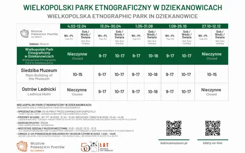 Wielkopolski Park Etnograficzny w Dziekanowicach - godziny otwarcia i informacje o biletach. Skansen zaprasza!