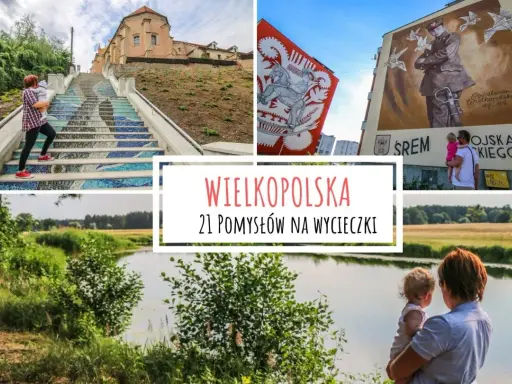 Wielkopolska: mozaikowe schody prowadzące do zamku, mural z powstańcem, widok na jezioro. Idealne miejsca na wycieczki, może i na wieżę widokową.